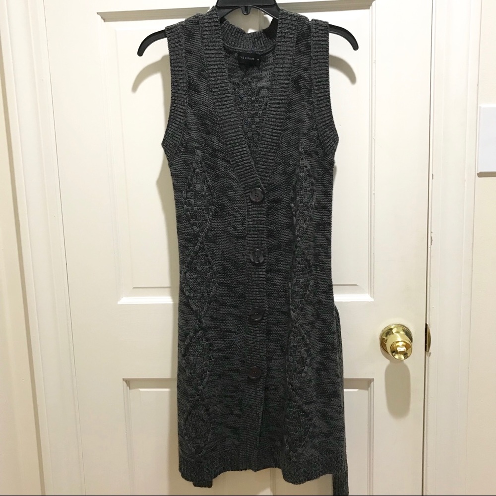 The Limited Gray Long Sleeveless Knit Cardigan
